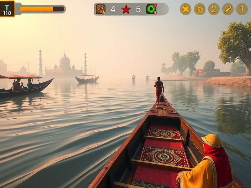 Ganges Voyage gameplay screenshot showing river navigation